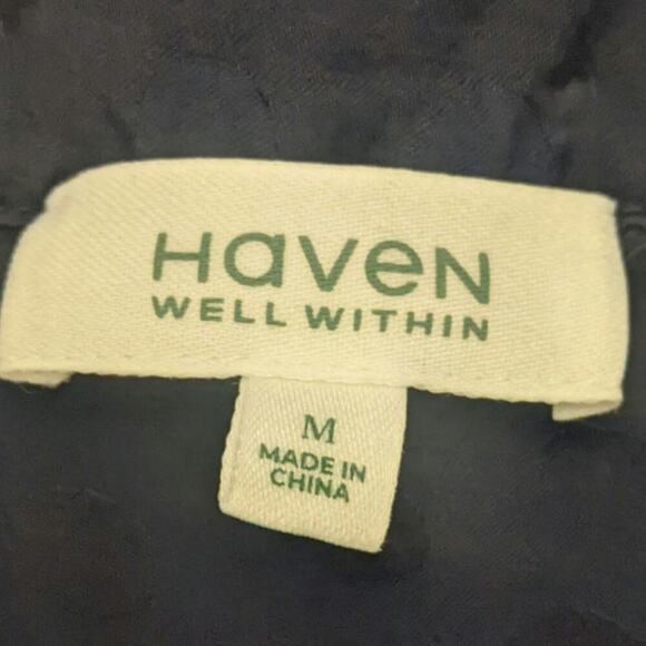 Haven Well Within Navy Blue Viscose Dress, Medium, V Neck, Abstract Dot Design - Picture 10 of 10